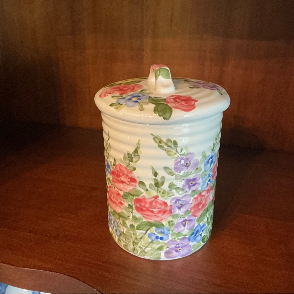 Tabletops Unlimited English Garden 6” Canister w/Lid by Don Swanson - Picture 2 of 4